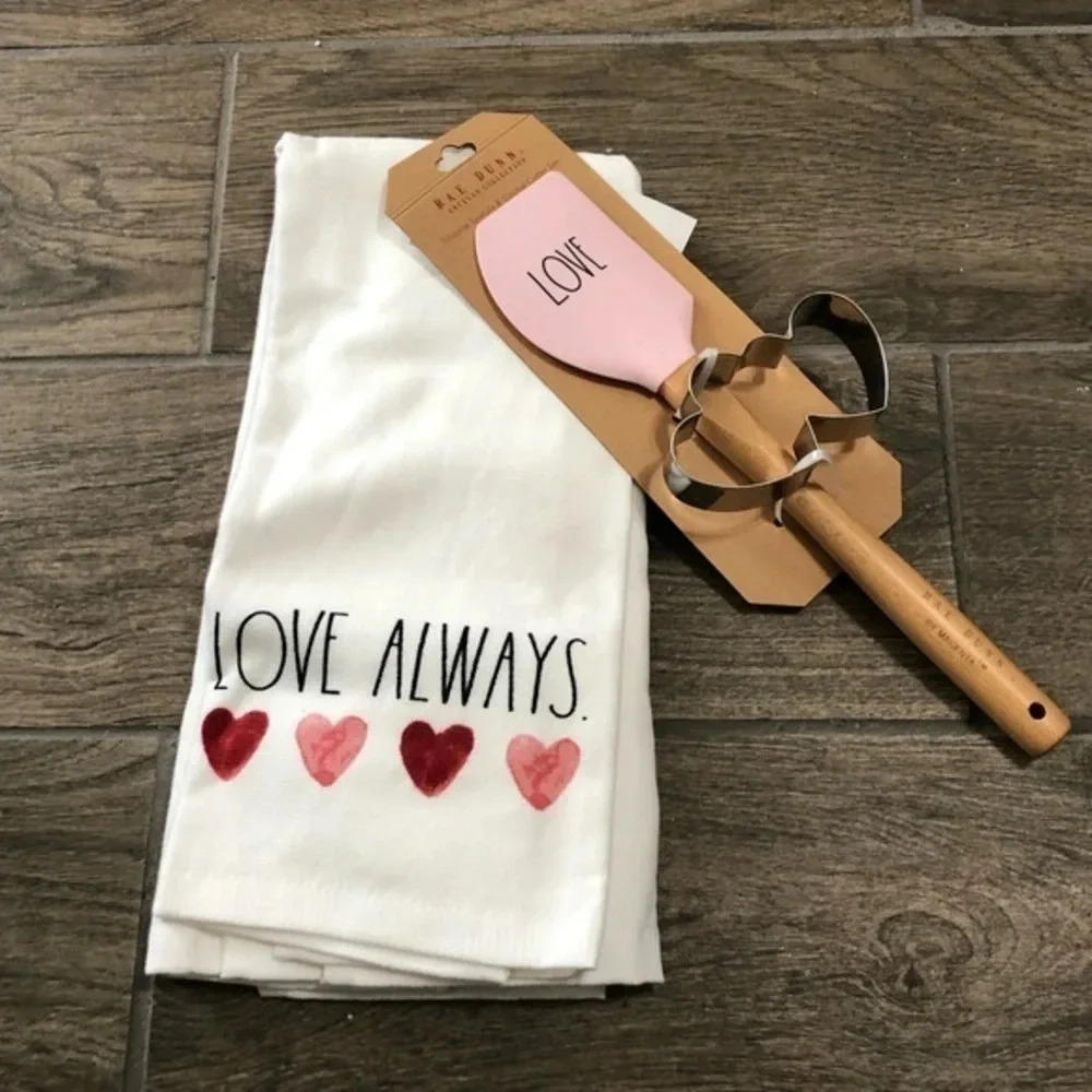 Rae Dunn Kitchen Towels Spatula set LOVE ALWAYS